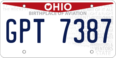 OH license plate GPT7387