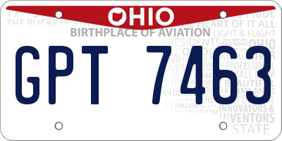 OH license plate GPT7463