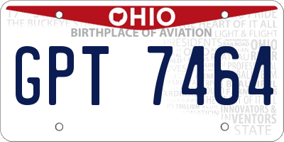 OH license plate GPT7464