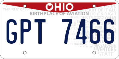 OH license plate GPT7466