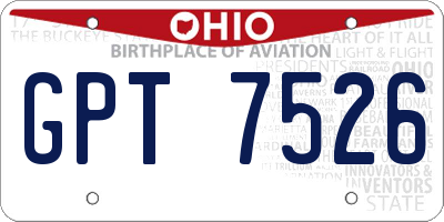 OH license plate GPT7526