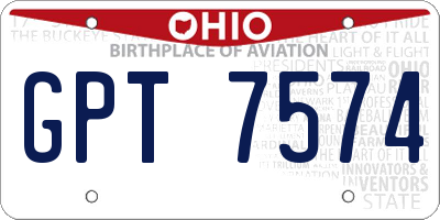 OH license plate GPT7574