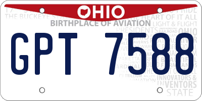 OH license plate GPT7588