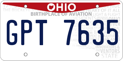 OH license plate GPT7635