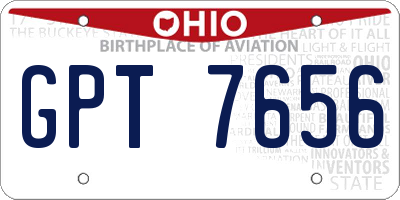 OH license plate GPT7656