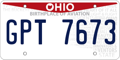 OH license plate GPT7673