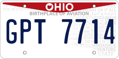 OH license plate GPT7714