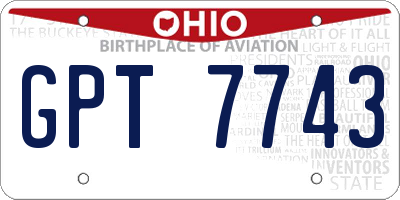OH license plate GPT7743