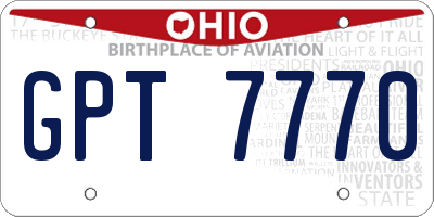 OH license plate GPT7770