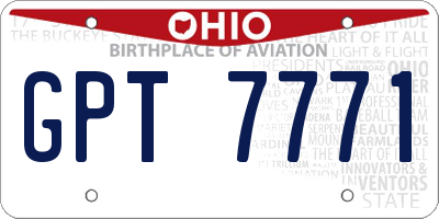 OH license plate GPT7771
