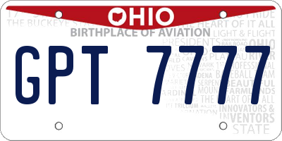 OH license plate GPT7777