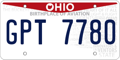 OH license plate GPT7780