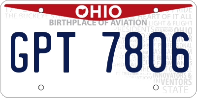 OH license plate GPT7806