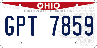 OH license plate GPT7859