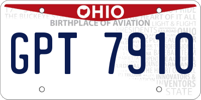 OH license plate GPT7910