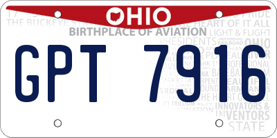 OH license plate GPT7916
