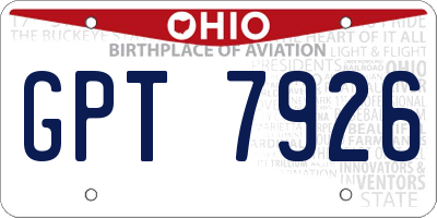 OH license plate GPT7926