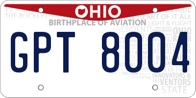 OH license plate GPT8004