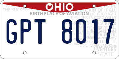 OH license plate GPT8017