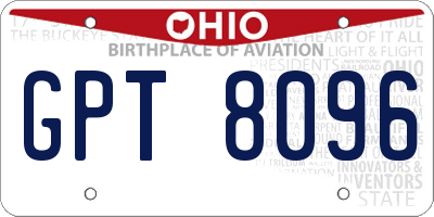 OH license plate GPT8096
