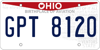 OH license plate GPT8120