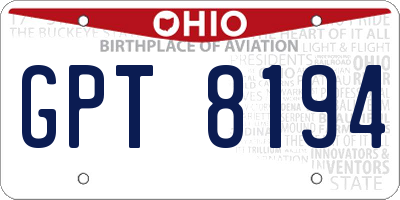 OH license plate GPT8194