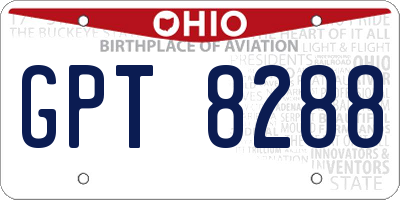 OH license plate GPT8288