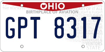 OH license plate GPT8317