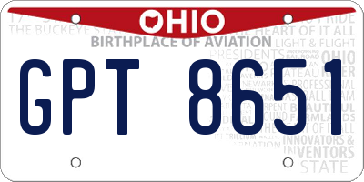 OH license plate GPT8651