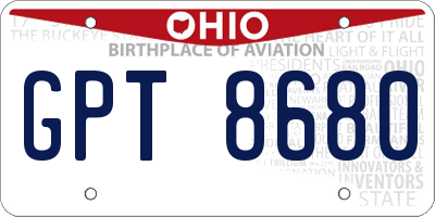 OH license plate GPT8680