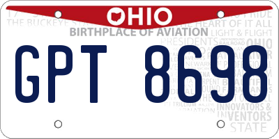 OH license plate GPT8698