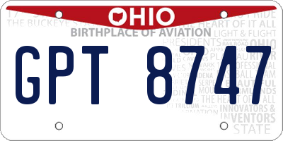 OH license plate GPT8747
