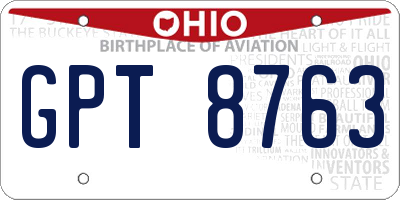 OH license plate GPT8763