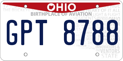 OH license plate GPT8788