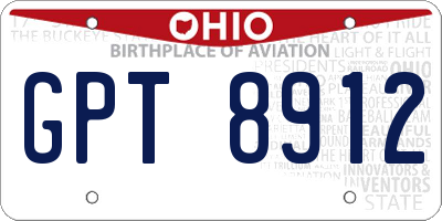 OH license plate GPT8912