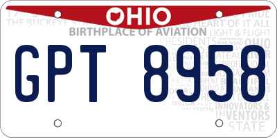 OH license plate GPT8958