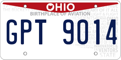 OH license plate GPT9014