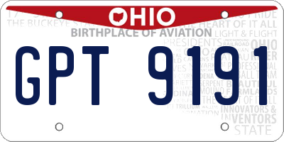 OH license plate GPT9191