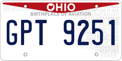 OH license plate GPT9251