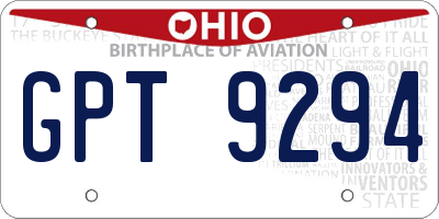 OH license plate GPT9294