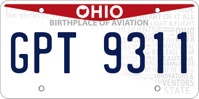 OH license plate GPT9311