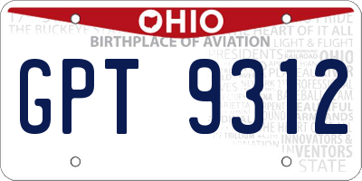 OH license plate GPT9312