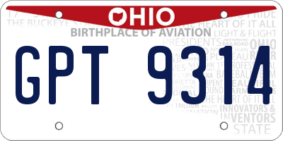 OH license plate GPT9314