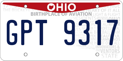 OH license plate GPT9317