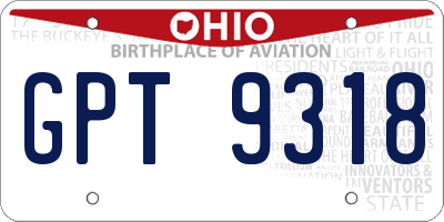 OH license plate GPT9318