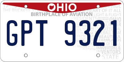 OH license plate GPT9321