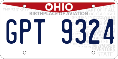 OH license plate GPT9324