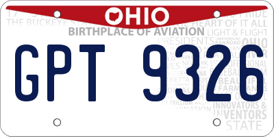 OH license plate GPT9326