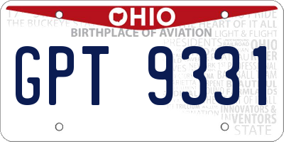 OH license plate GPT9331