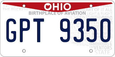OH license plate GPT9350
